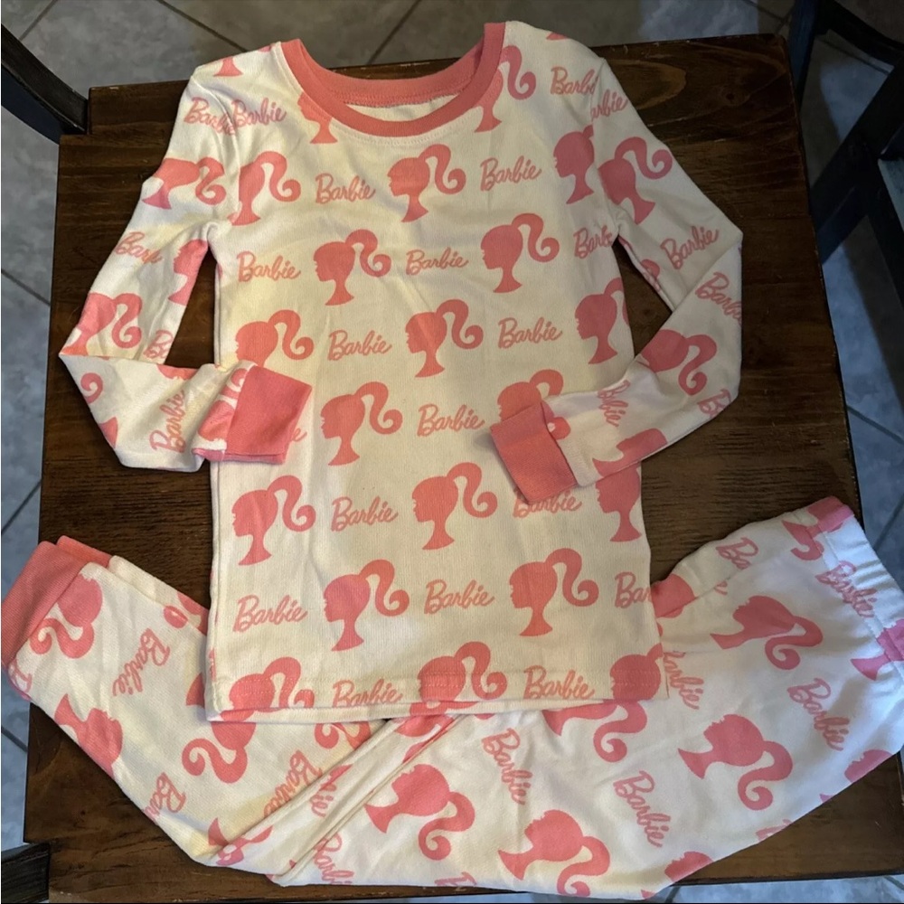 Barbie Pajamas 3T Snug Fit Pink & White